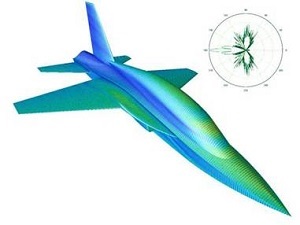 100万以上の未知要素のあるEfield® MLFMMによる、3GHzにおけるジェット戦闘機のレーダー断面積のシミュレーション